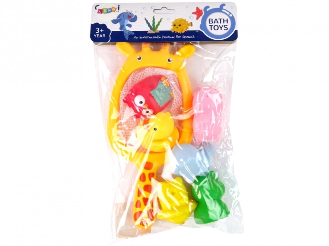 Set da bagno animali gommosi con rete giraffa