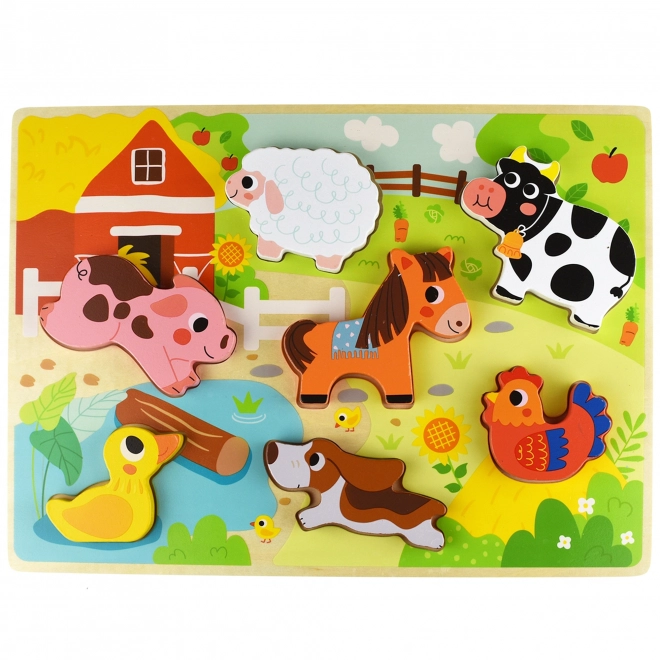 Puzzle in legno di animali della fattoria Montessori di Tooky Toy