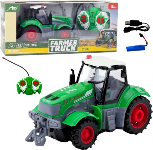 Trattore telecomandato verde da 1:24