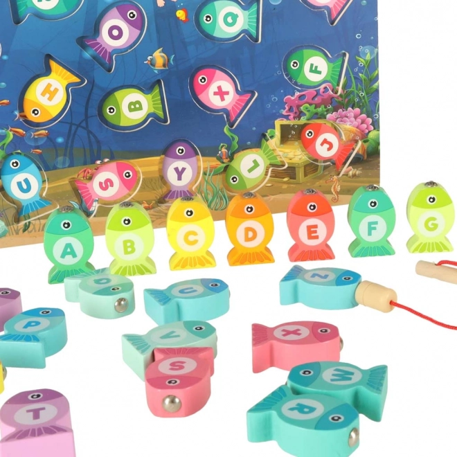 Gioco di pesca magnetica in legno Montessori