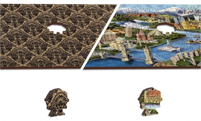 Puzzle in legno paesaggi del mondo 2 in 1 - 75 pezzi