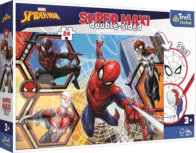 Puzzle a doppia faccia Spiderman azione Super Maxi 24 pezzi