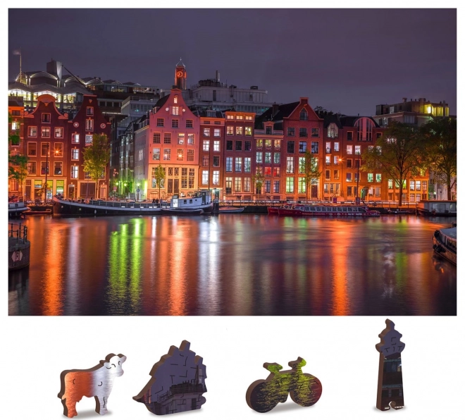 Puzzle in legno Notte ad Amsterdam 2 in 1