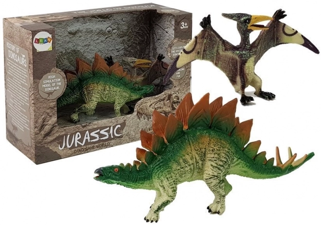 Set di figure di dinosauri Stegosaurus e Pteranodon