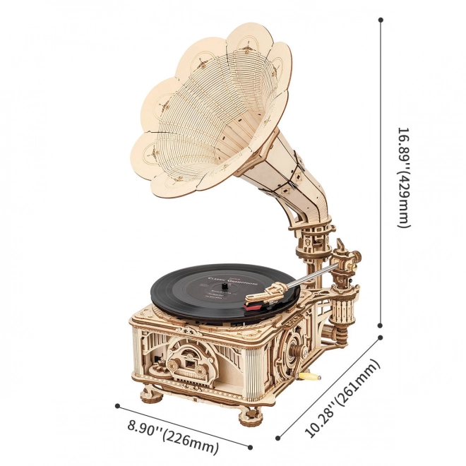 Grammofono Meccanico in Legno 3D di RoboTime