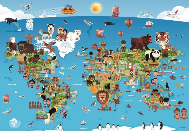 Puzzle mappa del mondo per bambini 260 pezzi