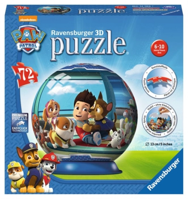 Puzzle 3D Sfera 72 pezzi Pattuglia Canina