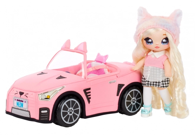 Na! Na! Na! Surprise Auto cabrio di peluche rosa gatto