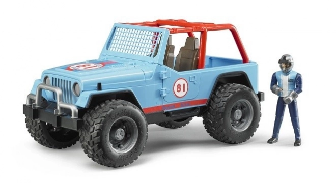 Bruder Jeep da corsa blu con pilota