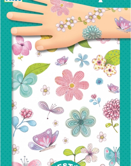 Djeco tatuaggi temporanei con fiori (2 fogli)