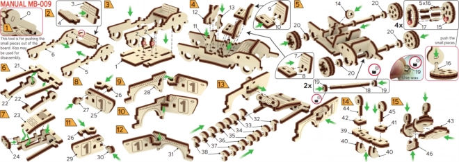 Puzzle 3D in legno - Modello auto da rally