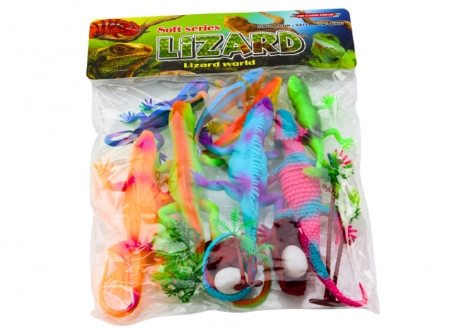 Set di Figurine Lucertole Colorate 8 Pezzi