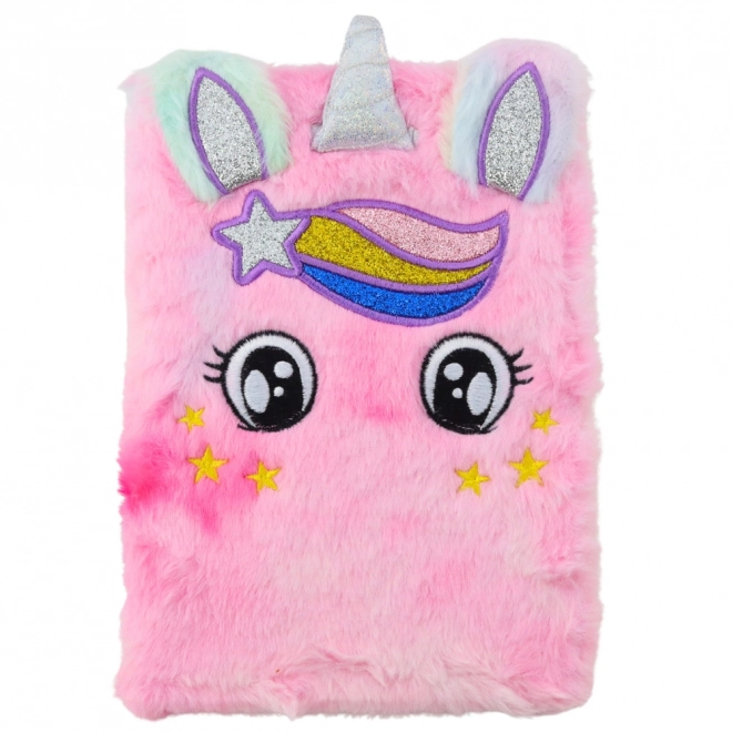 Quaderno peluche con unicorno rosa arcobaleno