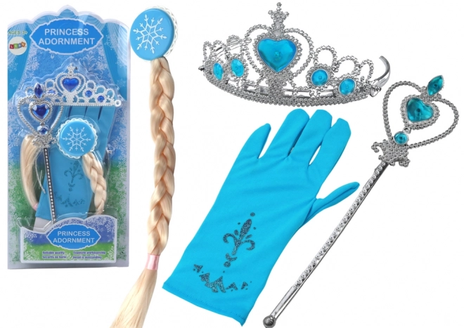 Set principessa bacchetta guanti corona regina delle nevi