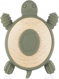 Massaggiagengive in silicone e legno Turtle, Forest Green