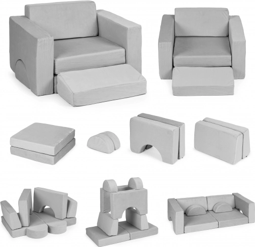 Poltrona modulare per bambini 8 in 1 ECOTOYS – Grigio