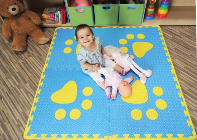 Tappeto puzzle in schiuma per bambini - Blu e Giallo