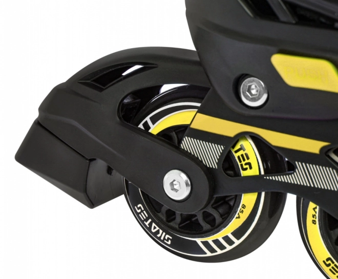 Set 4 in 1 Pattini a rotelle, rollers e pattini da ghiaccio per bambini taglia 29-33 Rosa – Giallo