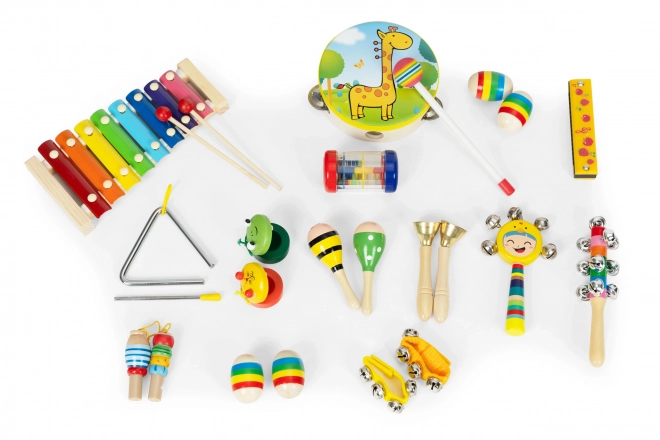 Set musicale in legno per bambini con 14 strumenti