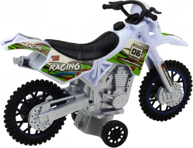 Off-road da motocross bianco con effetti sonori e luminosi