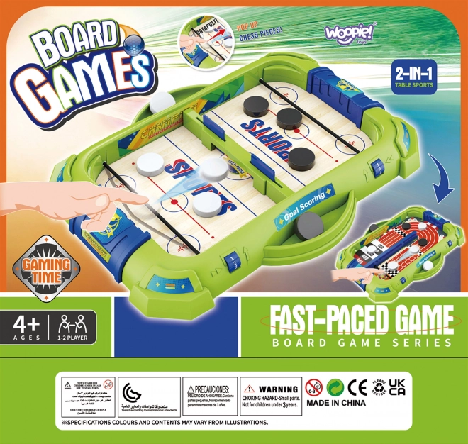 Gioco di abilità 2 in 1 mini hockey e corse