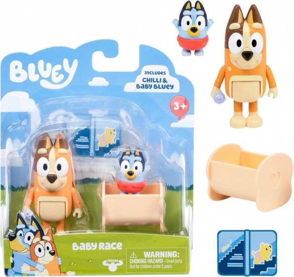 Set di figurine Bluey 2 pezzi Baby Bluey e Chilli