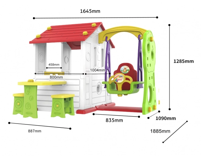 Casetta da giardino 3 in 1 per bambini Tetto rosso