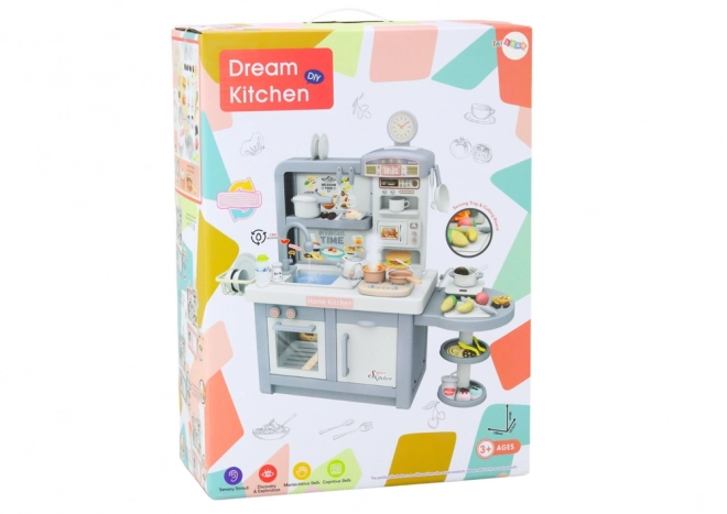 Cucina Dei Sogni Per Bambini Luci Suoni Vapore Con Accessori Grigia