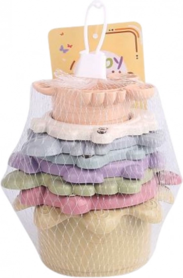 Tazze da bagno in torre colorate 2 in 1, pastello, 6 pezzi