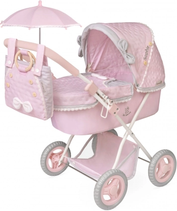 Passeggino pieghevole per bambole con parasole e borsa SOPHIE 60 cm