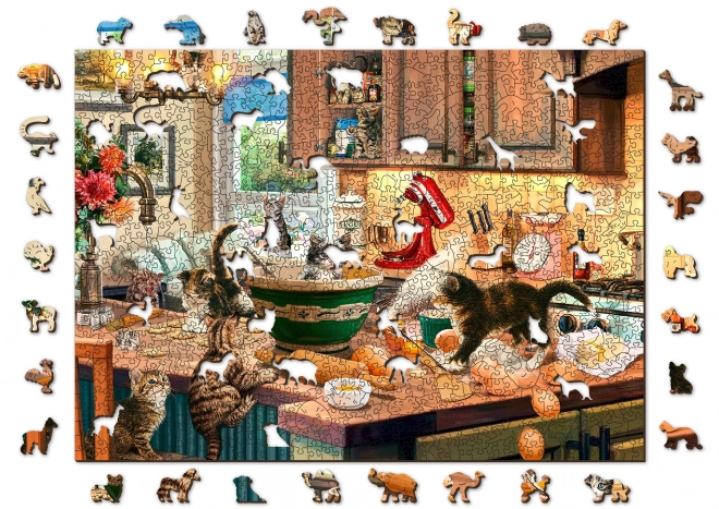 Puzzle in legno Cuccioli birichini in cucina 2 in 1