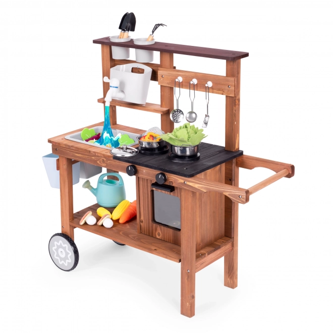 Cucina da giardino per bambini ECOTOYS con accessori in legno di abete