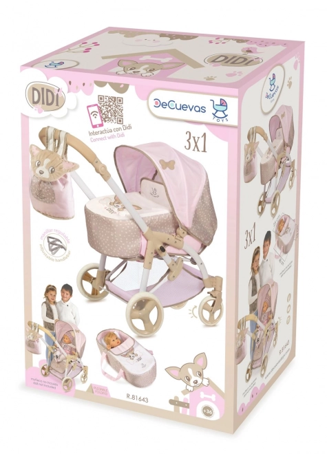 Passeggino pieghevole per bambole 3 in 1 con borsa DIDI