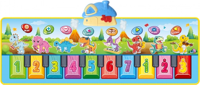 Tappetino Musicale Dinusie XXL 2in1 con pianoforte e 8 melodie 110 cm