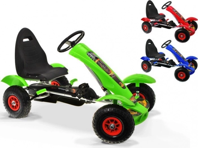 Go-kart sportiva verde con ruote gonfiabili