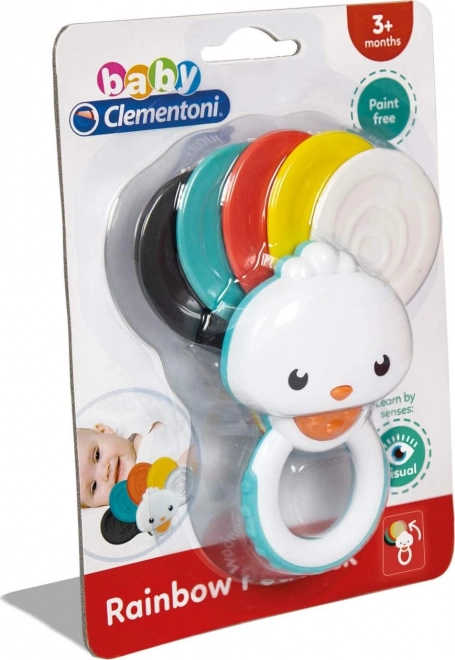 Clementoni Baby sonaglio e massaggiagengive pavone arcobaleno 2 in 1