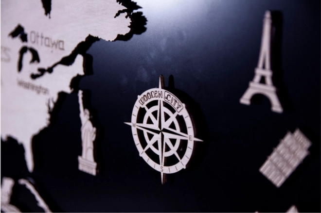 Mappa del mondo 3D da parete in legno XXL colori naturali