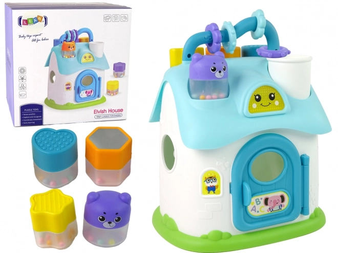 Giocattolo educativo Casa sorter blu per bambini