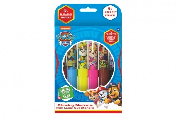 Pennarelli Soffiatori 6 Pezzi Con Stencil Paw Patrol