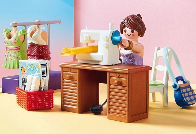 Set di Figure Dollhouse Camera da Letto con Angolo Cucito