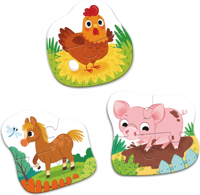 Puzzle Animali Della Fattoria 3 in 1 per Bambini