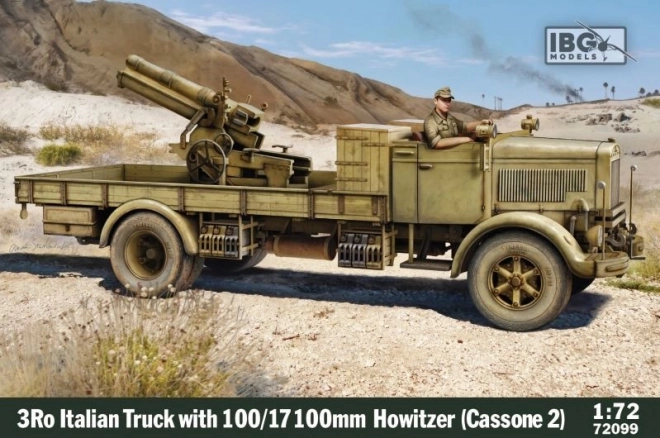 Camion italiano 3Ro con obice da 100/17 100mm in scala 1/72
