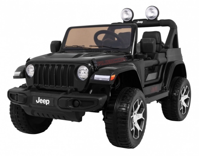 Jeep Wrangler Rubicon a batteria per bambini nera + telecomando + MP3 LED radio + ruote in EVA
