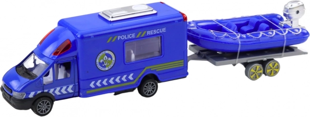 Set di veicoli di soccorso con elicottero della polizia blu