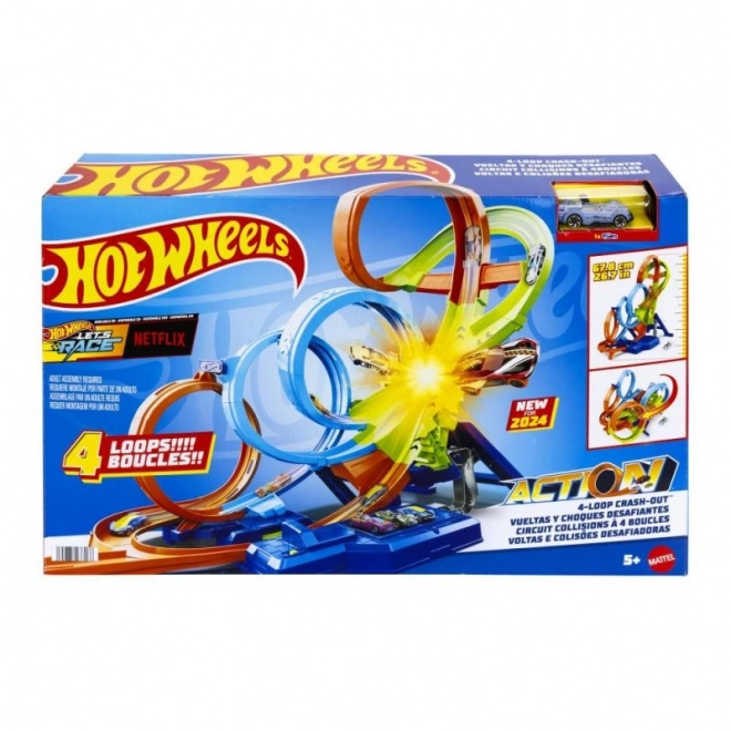 Pista con quattro loop di Hot Wheels