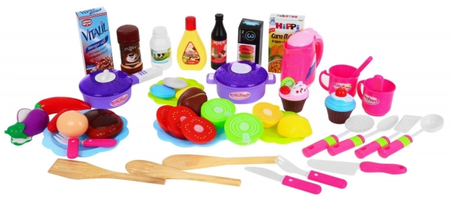 Grande cucina interattiva blu per bambini 3+ con fornelli, rubinetto e pannello audio – rosa