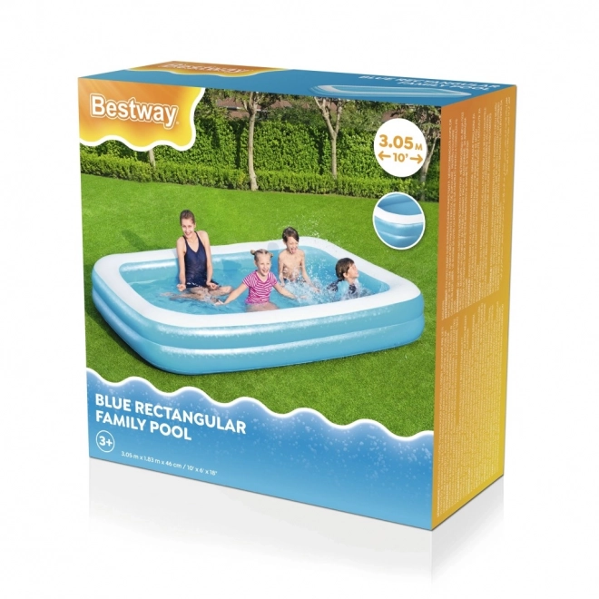 Piscina Rettangolare Giardino Bambini 6+ Gonfiabile 2 Anelli 305x183x46cm Bestway con Toppa Riparazione