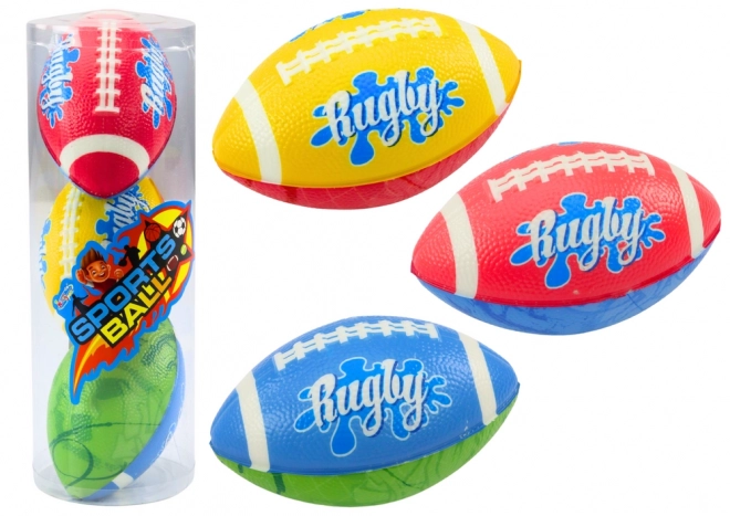 Set di 3 palline da rugby in schiuma 3 colori