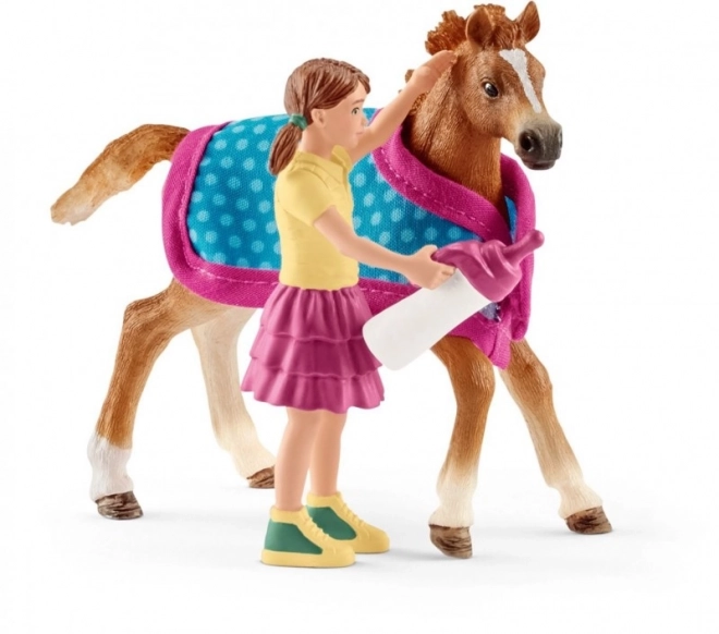 Cavallino con bambina e accessori