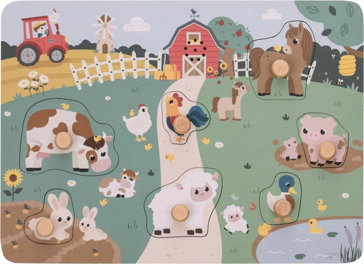 Puzzle sonoro in legno Animali della fattoria